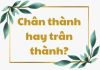 Chân thành hay trân thành : Đâu là từ đúng chính tả trong Tiếng Việt ?
