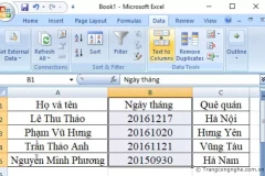 Cách chuyển dãy số thành ngày tháng trong Excel