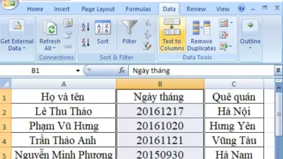 Cách chuyển dãy số thành ngày tháng trong Excel
