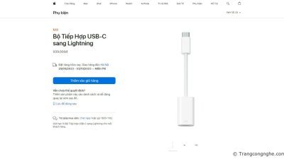 Apple bán đầu chuyển Lightning cũ sang USB-C giá gần 1 triệu đồng