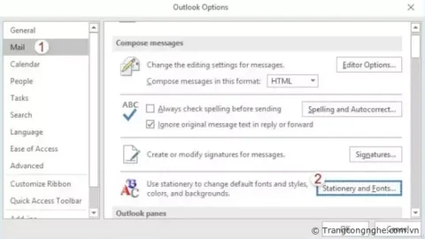 Hướng dẫn đổi kiểu và kích thước font mặc định trong Outlook