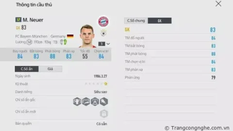Top 5 thủ môn mạnh nhất FIFA Online 4 mùa 17
