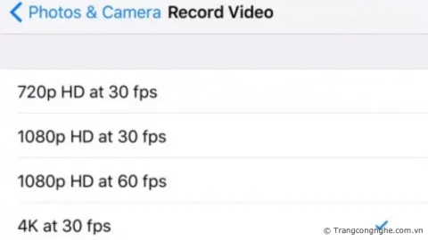 Cách thay đổi thiết lập độ phân giải video trên iPhone