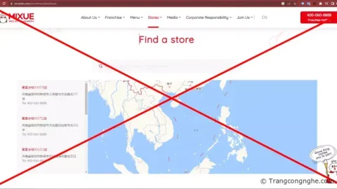 Phẫn nộ: Bản đồ đường lưỡi bò xuất hiện trên Website của Mixue