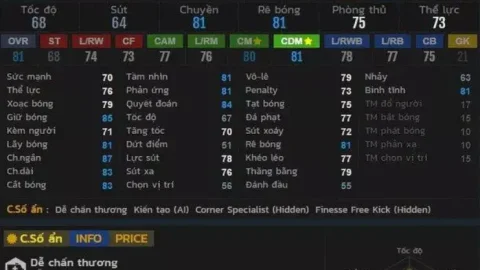 Top 5 tiền vệ phòng ngự có khả năng tấn công trong FIFA Online 4