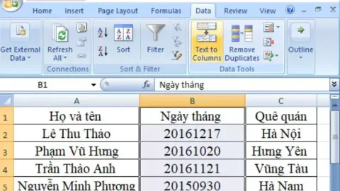 Cách chuyển dãy số thành ngày tháng trong Excel