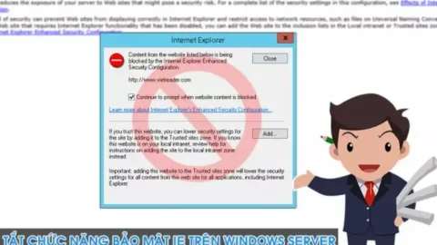 Tắt chức năng bảo mật của IE trong Windows Server
