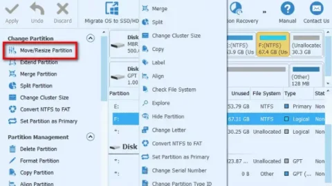 Cách di chuyển hoặc thay đổi kích thước phân vùng ổ đĩa cứng Windows